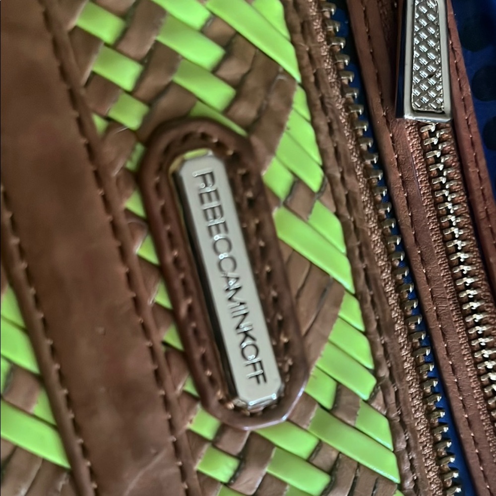 Brown and Green Woven Bag